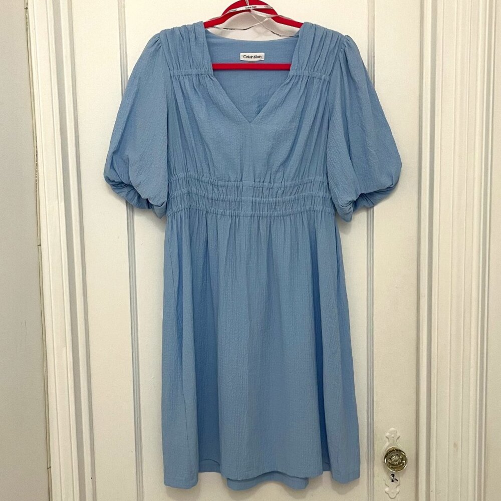 Calvin Klein Pullover Pouf Sleeve Fit & Flare Dress - Women's 8